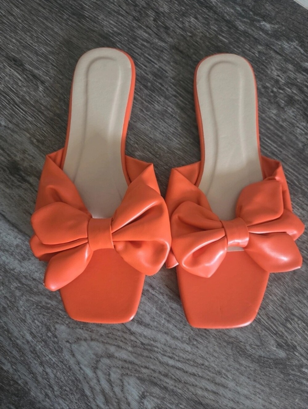 Bow Slide Sandals in Vibrant Orange – Women's Casual Slides